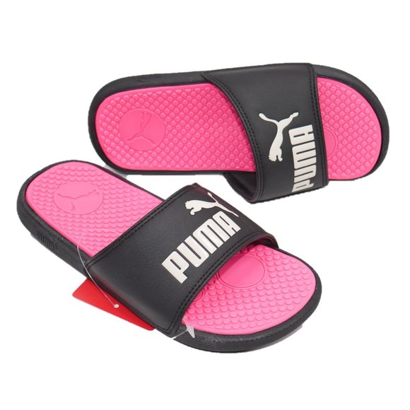 PUMA Cool Cat JR Sport Slides Black/Knock Out Pink - Picture 5 of 9